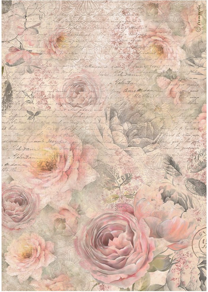 Stamperia Shabby Rose  A4 Rice Paper -  Roses Pattern (DFSA4877)