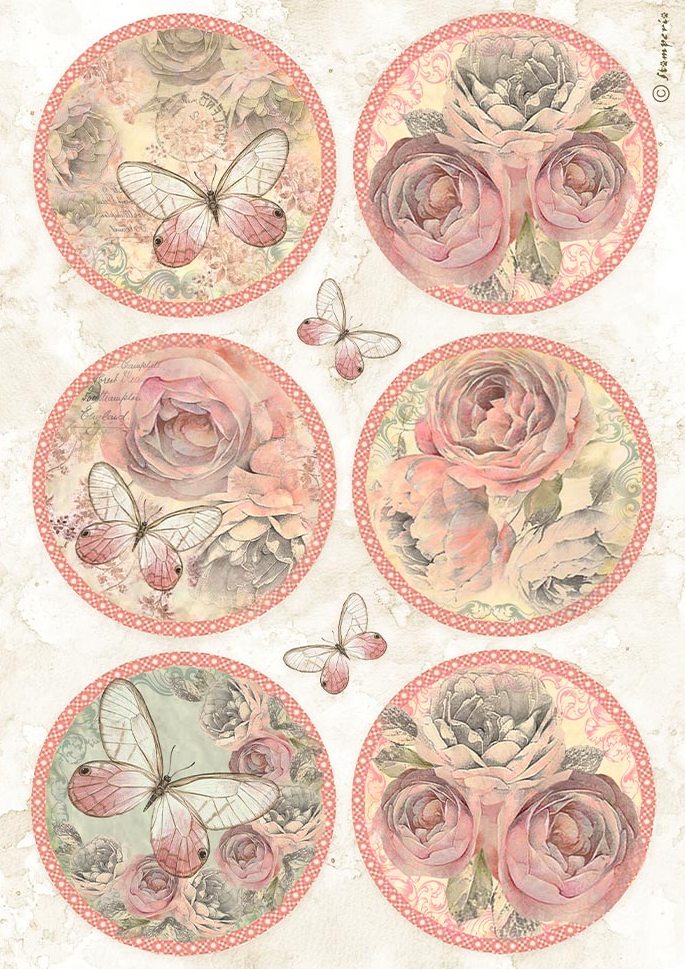 Stamperia Shabby Rose  A4 Rice Paper - 6 Rounds (DFSA4879)