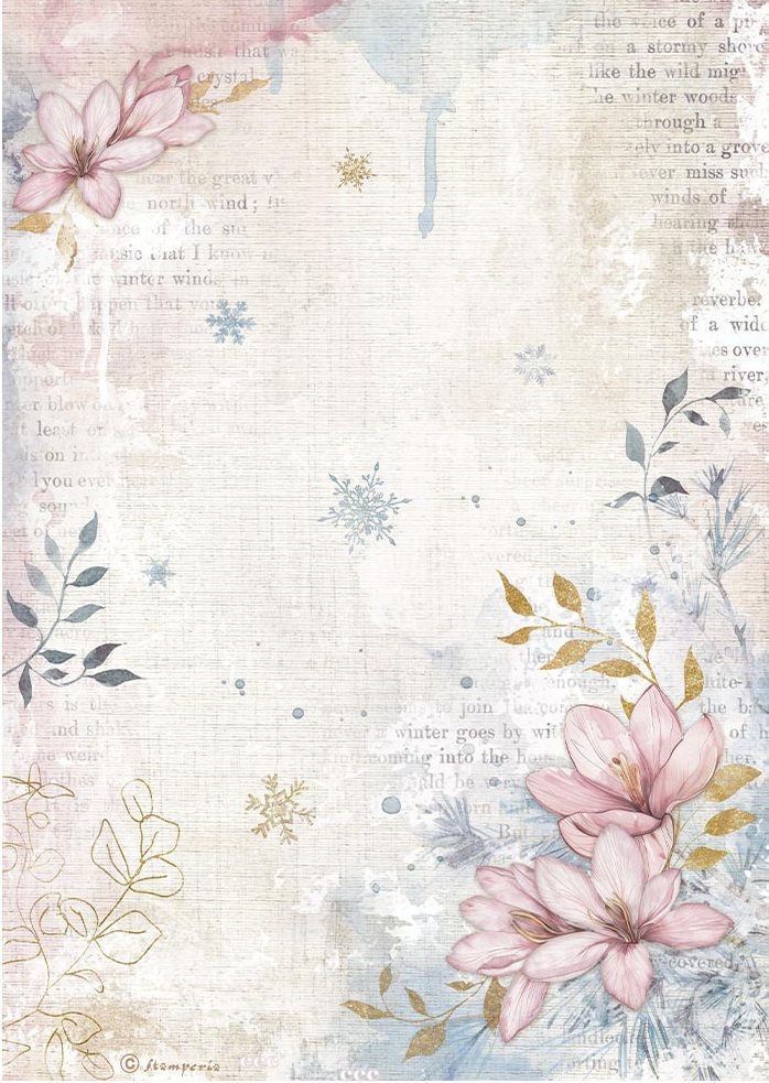 Stamperia Create Happiness Dewdrops A4 Rice Paper Flower Corner (DFSA4970)