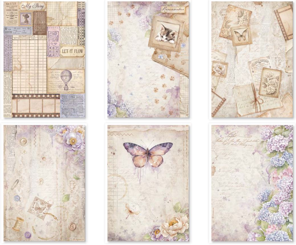 Stamperia Quiet Days A4 Rice Paper Selection (6pcs)