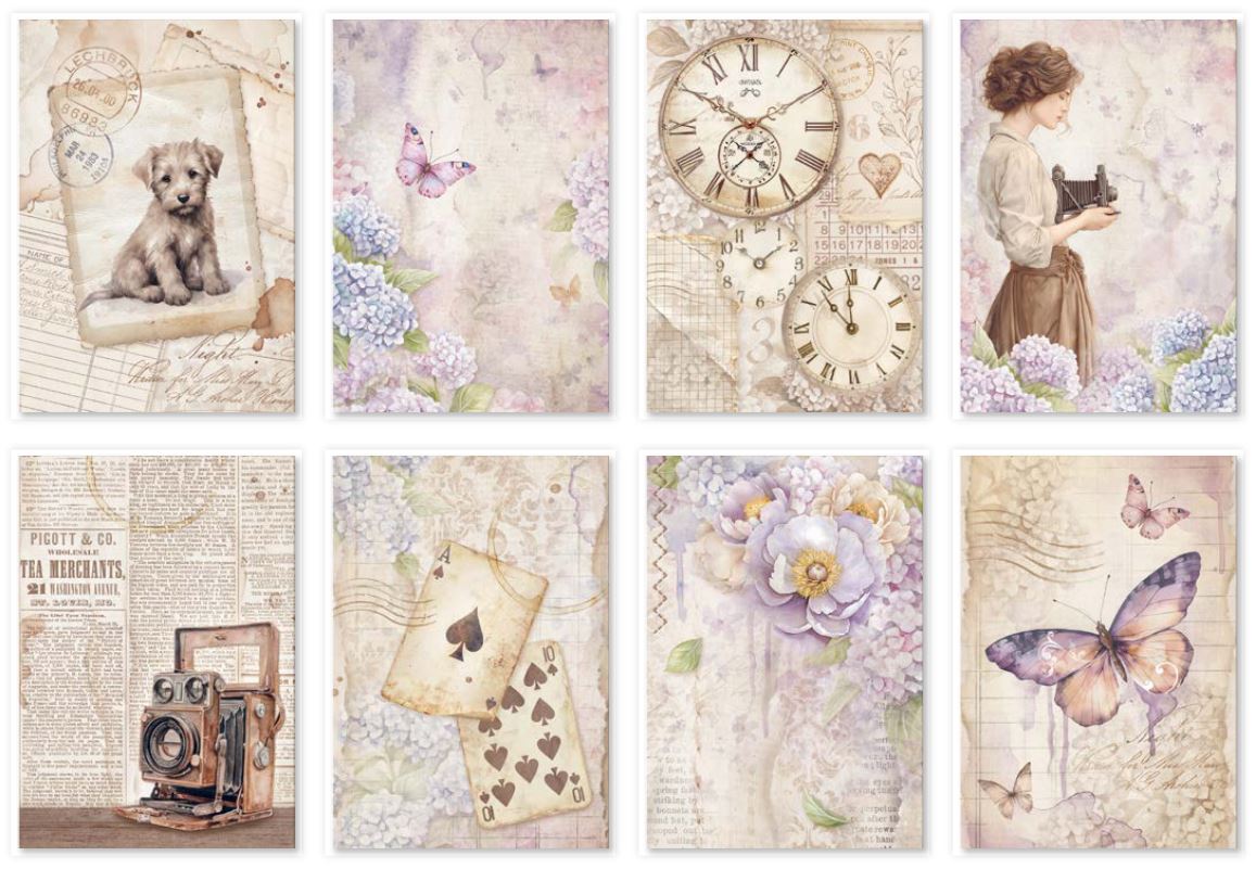 Stamperia Quiet Days A6 Mini Rice Paper (8pcs) (DFSA6X01)