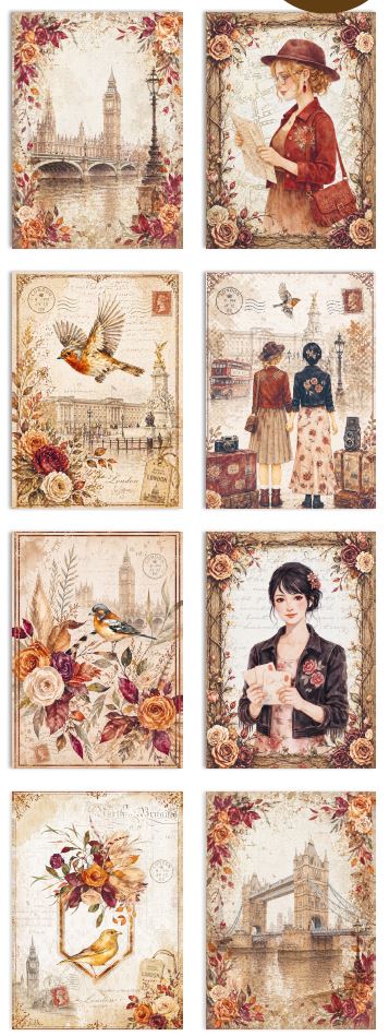 NEW Stamperia Our Way A6 Mini Rice Paper Selection (8pcs) (DFSA6X12) 