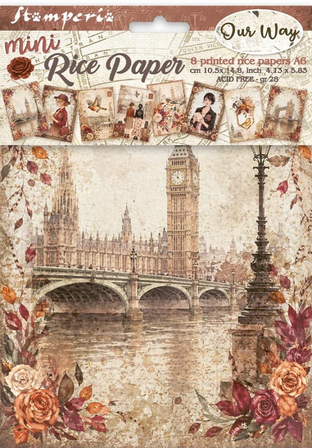 NEW Stamperia Our Way A6 Mini Rice Paper Selection (8pcs) (DFSA6X12) 