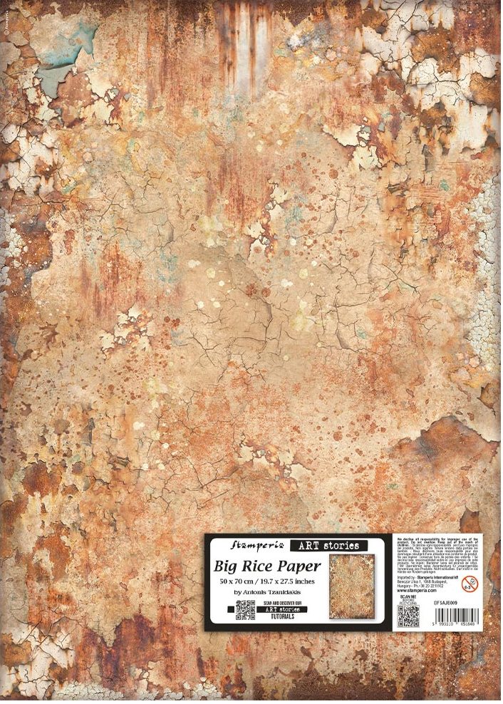 Stamperia Art Stories Gardens of Time 50x70cm BIG Rice Paper - Rusty Pattern (DFSAJB009)