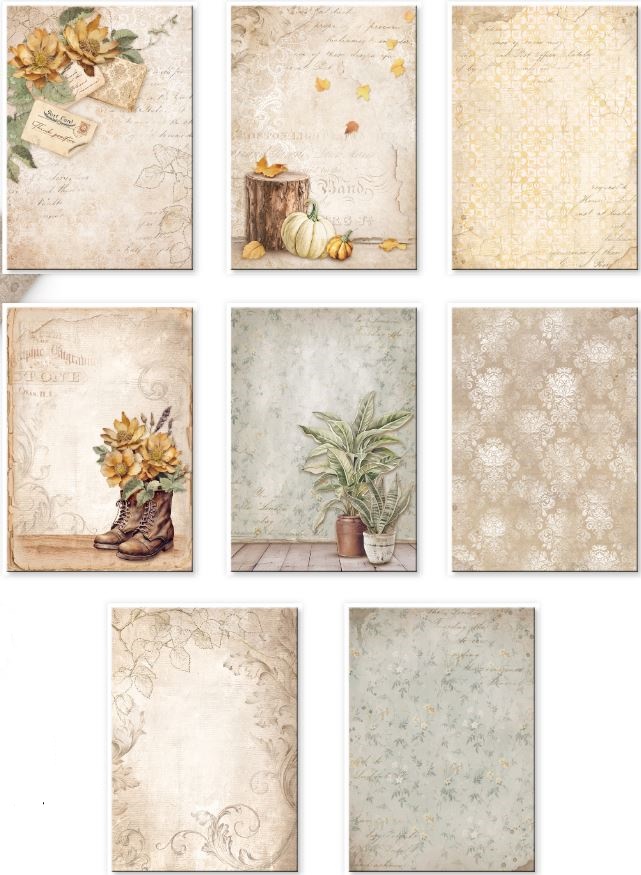 Stamperia Golden Harmony A6 Rice Paper Backgrounds (8pcs) 