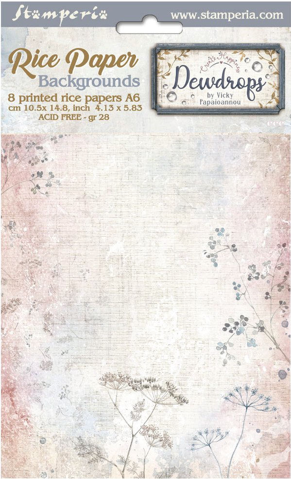Stamperia Create Happiness Dewdrops A6 Rice Paper Backgrounds (8pcs) 