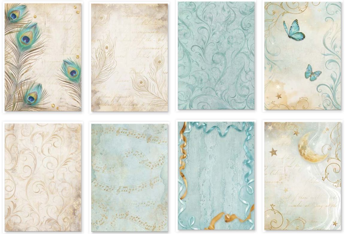 Stamperia Masquerade A6 Rice Paper Backgrounds (8pcs)