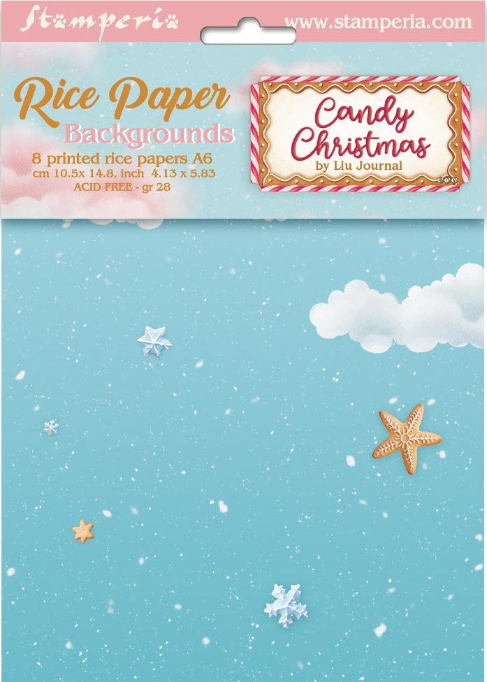 Stamperia Candy Christmas A6 Rice Paper Backgrounds (8pcs) (DFSAK6043) 