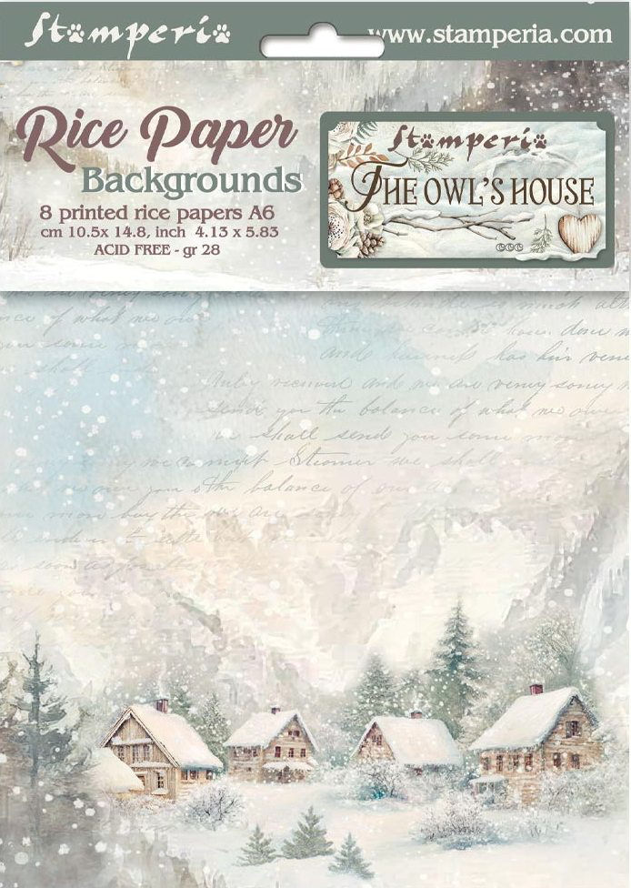 Stamperia The Owl's House A6 Rice Paper Backgrounds (8pcs)