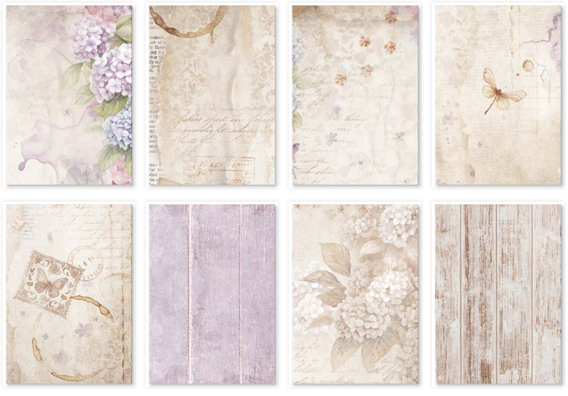 Stamperia Quiet Days A6 Rice Paper Backgrounds (8pcs)