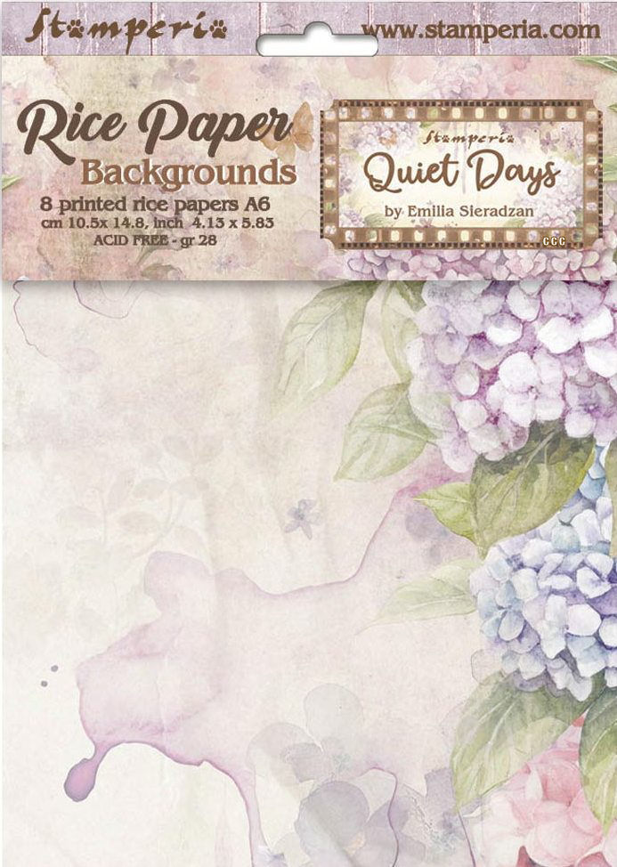 Stamperia Quiet Days A6 Rice Paper Backgrounds (8pcs)