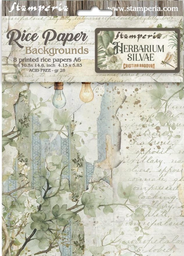 Stamperia Herbarium Silvae A6 Rice Paper Backgrounds (8pcs)