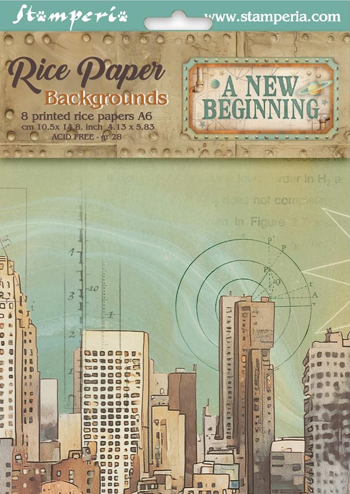 Stamperia A New Beginning A6 Rice Paper Backgrounds (8pcs) (DFSAK6052) 