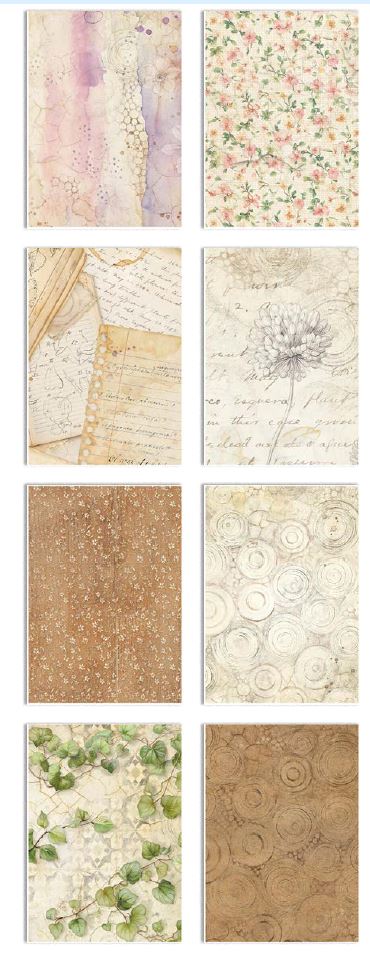 Stamperia All Around A6 Rice Paper Backgrounds Selection (8pcs) (DFSAK6054) 