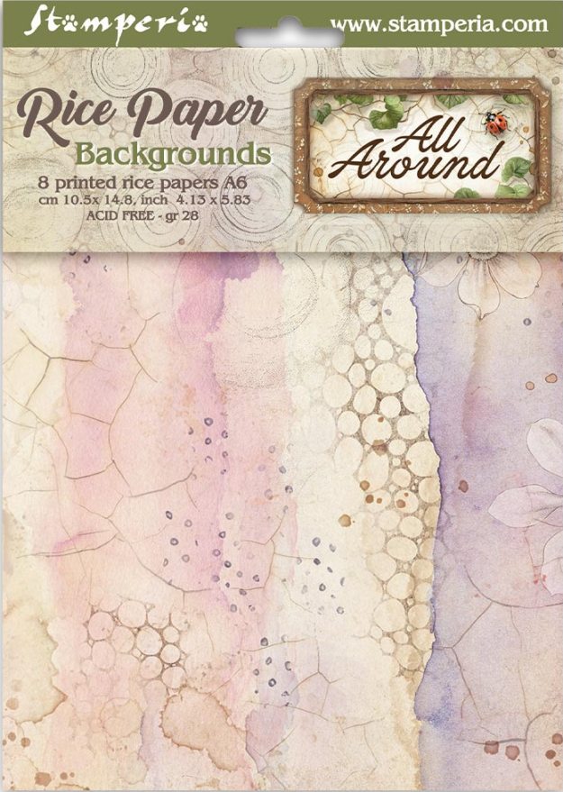Stamperia All Around A6 Rice Paper Backgrounds Selection (8pcs) (DFSAK6054) 