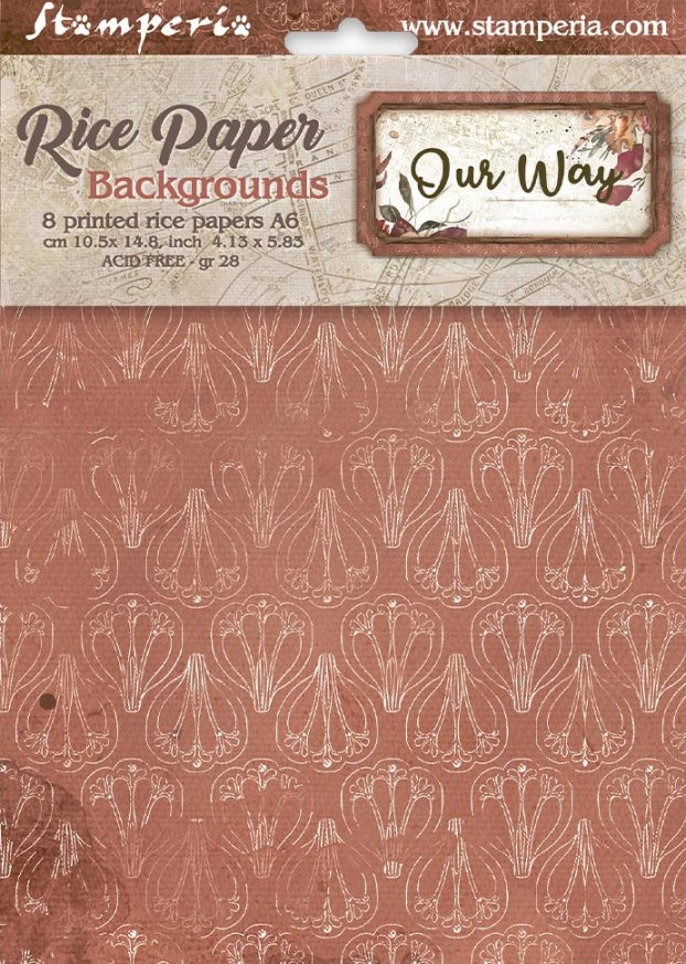 NEW Stamperia Our Way A6 Rice Paper Backgrounds Selection (8pcs) (DFSAK6061) 