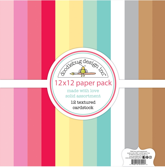 Doodlebug Design Made With Love12x12 Inch Textured Cardstock Paper Pack (7129)