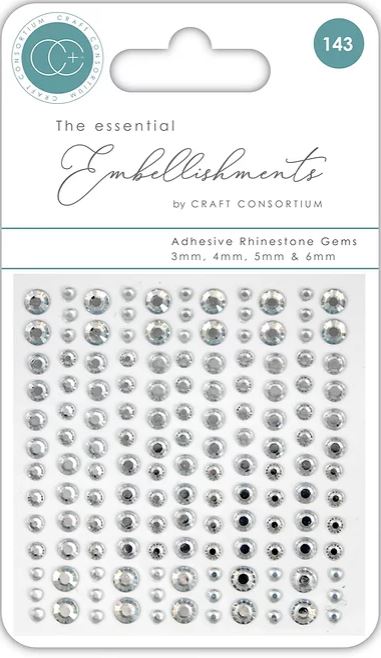 Craft Consortium The Essential Embellishments - Adhesive Rhinestone Gems - Clear