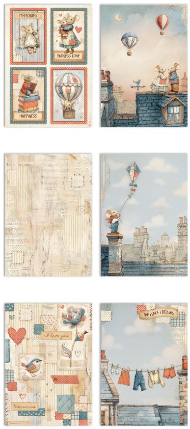 Stamperia Family A4 Rice Paper Selection (6pcs) (DFSA4XFL) 