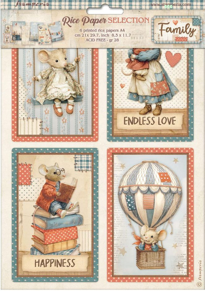 Stamperia Family A4 Rice Paper Selection (6pcs) (DFSA4XFL) 