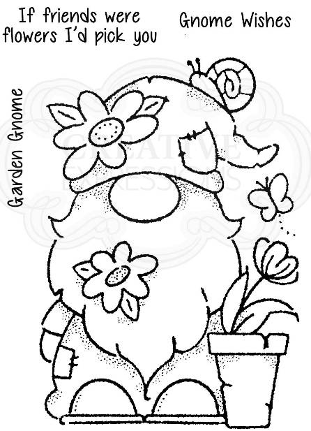 Woodware Clear Stamps Lino Cut -  Garden Gnome (FRS845)
