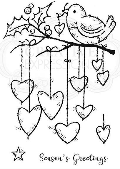 Woodware Clear Singles - Hanging Hearts  (FRS868)