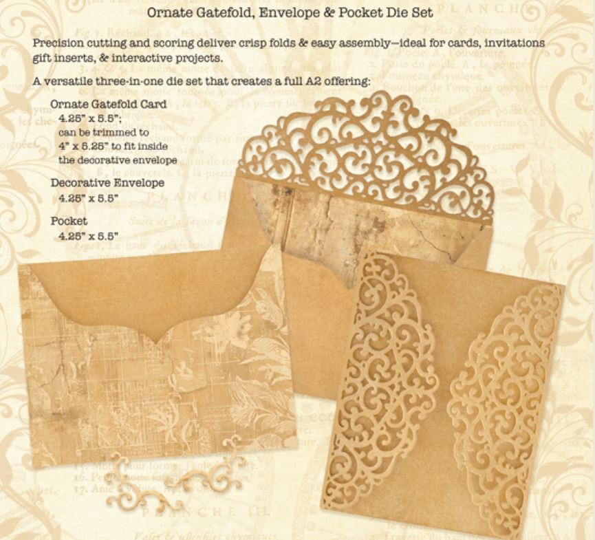 Graphic 45 Ornate Gatefold, Envelope & Pocket Die Set (4503208) 