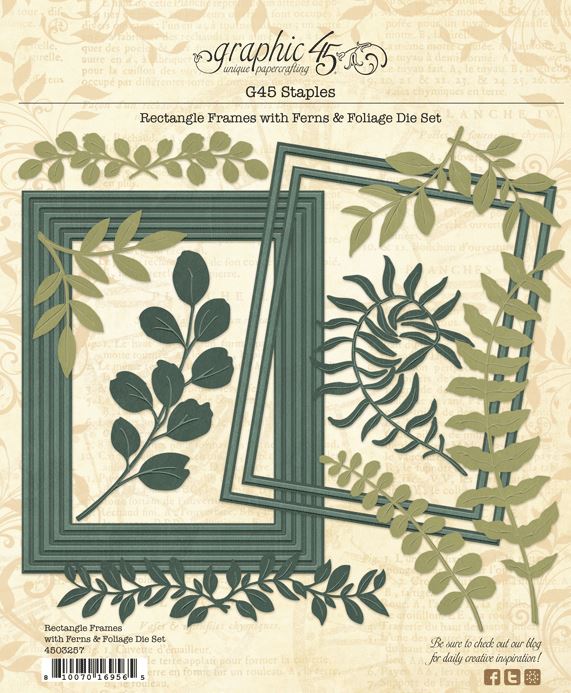 Graphic 45 Rectangle Frames with Ferns & Foliage Die Set (4503257) 