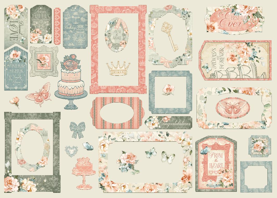 Graphic 45 Always & Forever Chipboard Pieces, Tags & Frames