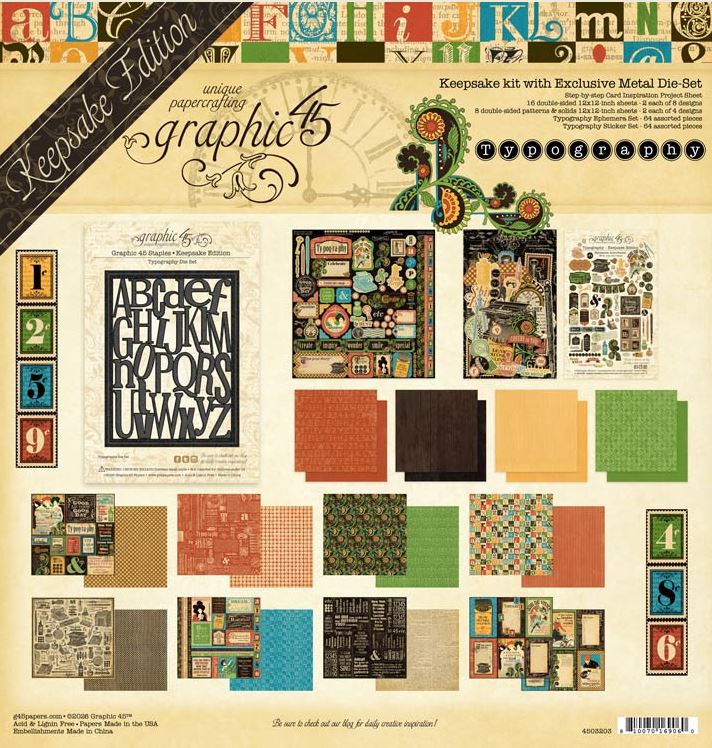 Graphic 45 Typography Keepsake Kit with Exclusive Metal Die-Set (4503203) 