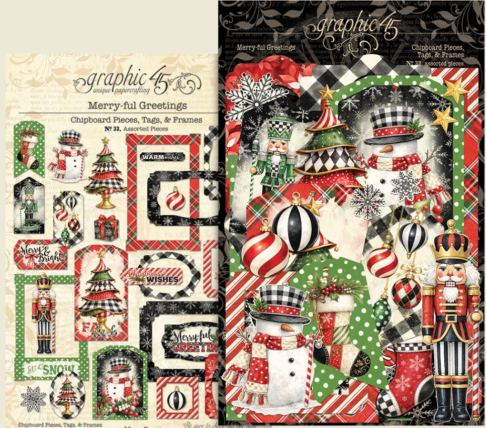 Graphic 45 Merry-ful Greetings -  Tags & Frames Chipboard Pieces