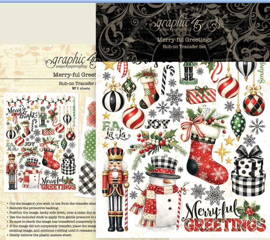 Graphic 45 Merry-ful Greetings - Rub-On Set