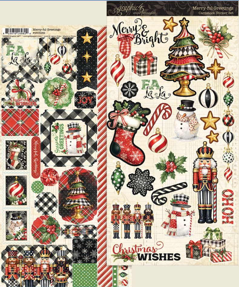 Graphic 45 Merry-ful Greetings - Sticker Set