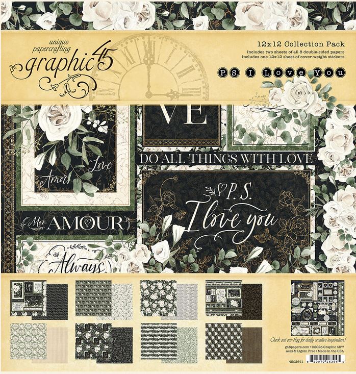 Graphic 45 P.S. I Love You 12x12 Collection Pack W/Stickers