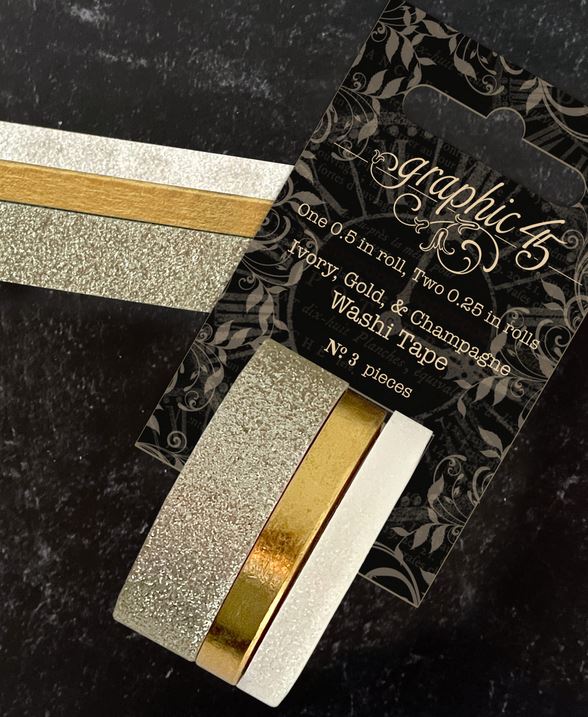 Graphic 45 Glitter & Gloss Washi Tape Set - Ivory, Gold, & Champagne
