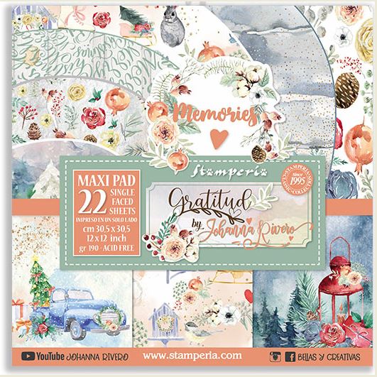 Stamperia 12x12 X-Large Paper Pack - GRATITUDE (Christmas/Winter)