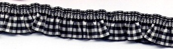 Frilled Gingham Trim - Black