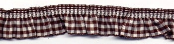 Frilled Gingham Trim - Brown