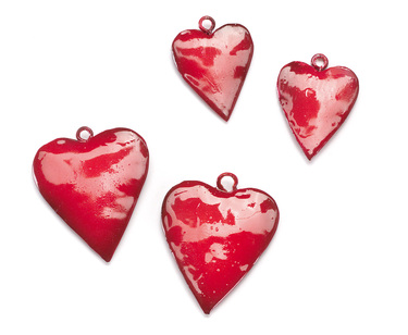 Glazed Metal Red Hearts 