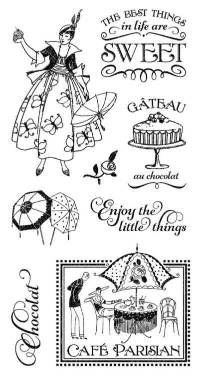 Graphic 45 Cafe Parisian Cling Stamp Set - #1
