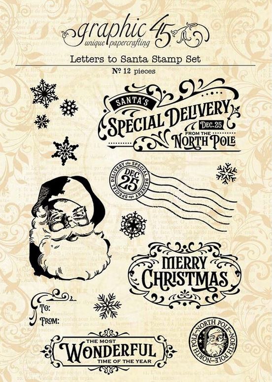 Graphic 45  Letters To Santa Stamp Set