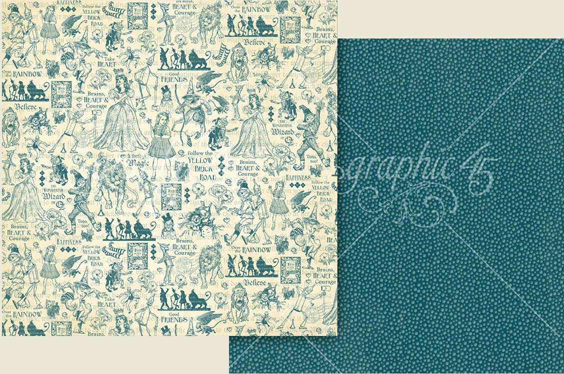 PRE-ORDER: Graphic 45 The Wonder of Oz Paper - BRAINS HEARTS  AND COURAGE