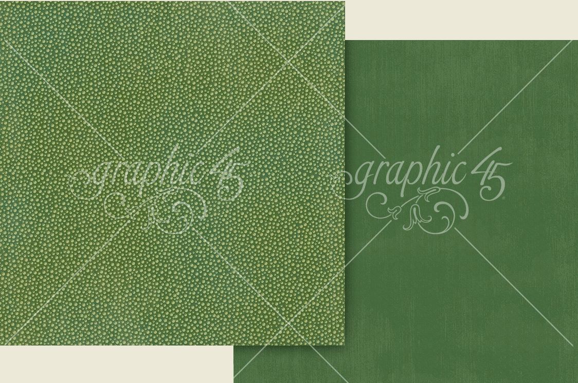PRE-ORDER: Graphic 45 Wonder of Oz Paper - EMERALD GREEN PATTERNS & SOLIDS