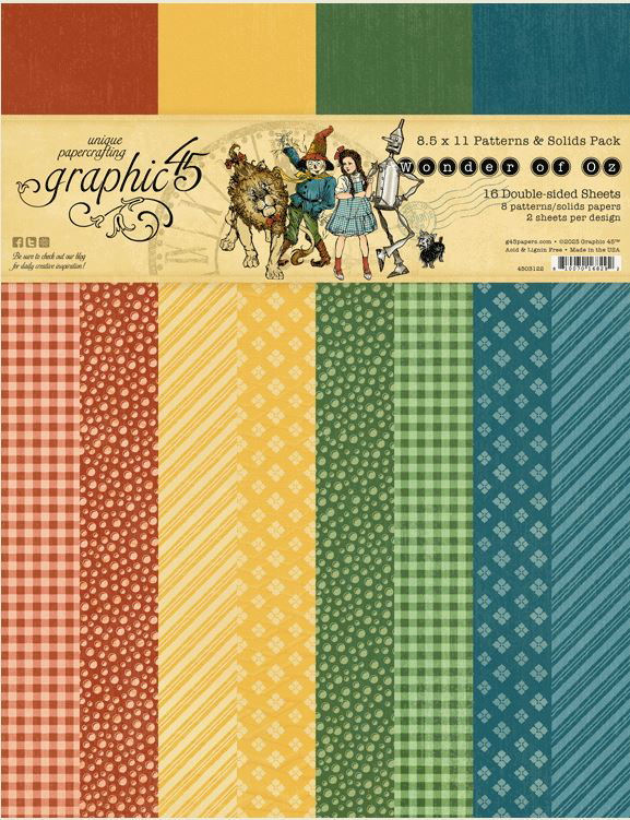PRE-ORDER: Graphic 45 The Wonder of Oz 8.5 x 11 Inch Patterns & Solids Pack