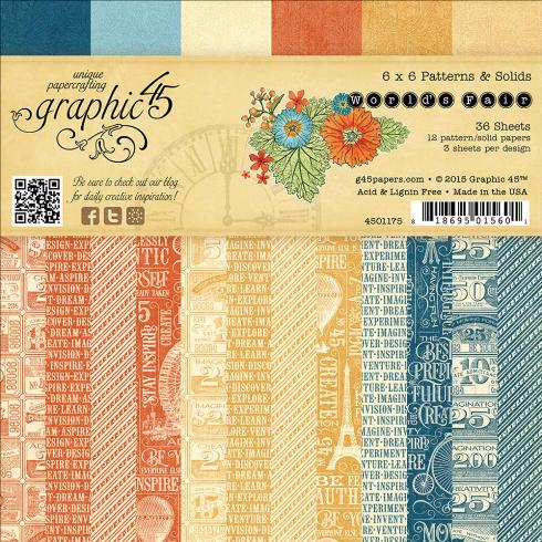 Graphic 45 World's Fair 6x6 Patterns and Solid Pad