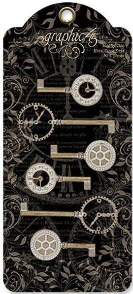 Graphic 45 Staples Shabby Chic Metal Clock Keys