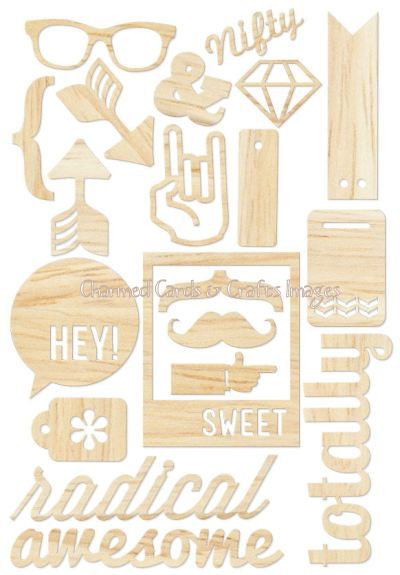 Basic Grey Hipster Wood Veneer Die-Cuts