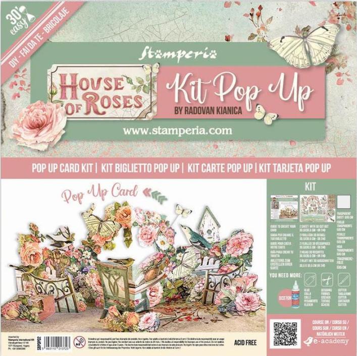 Stamperia Pop-Up Card Kit  HOUSE OF ROSES SBPOP02 