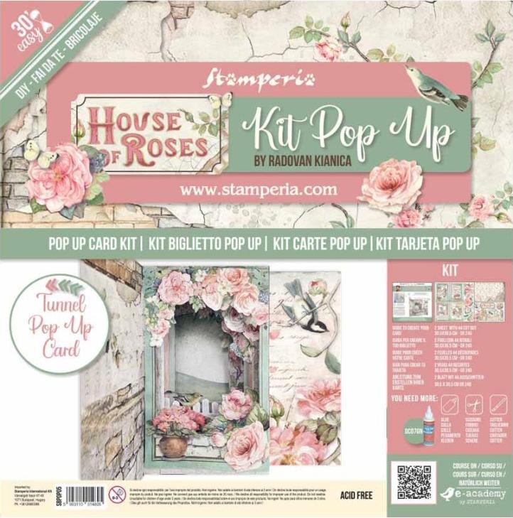Stamperia Tunnel Pop-Up Card Kit HOUSE OF ROSES SBPOP05 