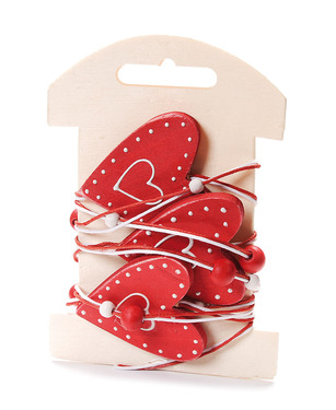 Red Wooden Heart Garland